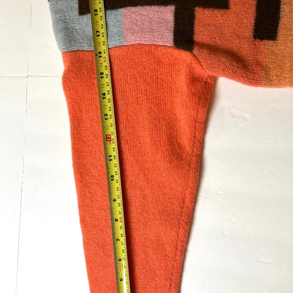 Benetton Vintage Shetland Wool Rare Colorblock Logo Double Knit Sweater size M - Picture 10 of 15